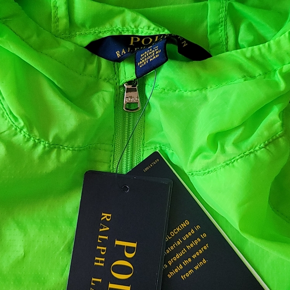 Ralph Lauren Windbraker Jacket Packable Water Resistent Sze 5 Green Neon Color - Picture 5 of 17